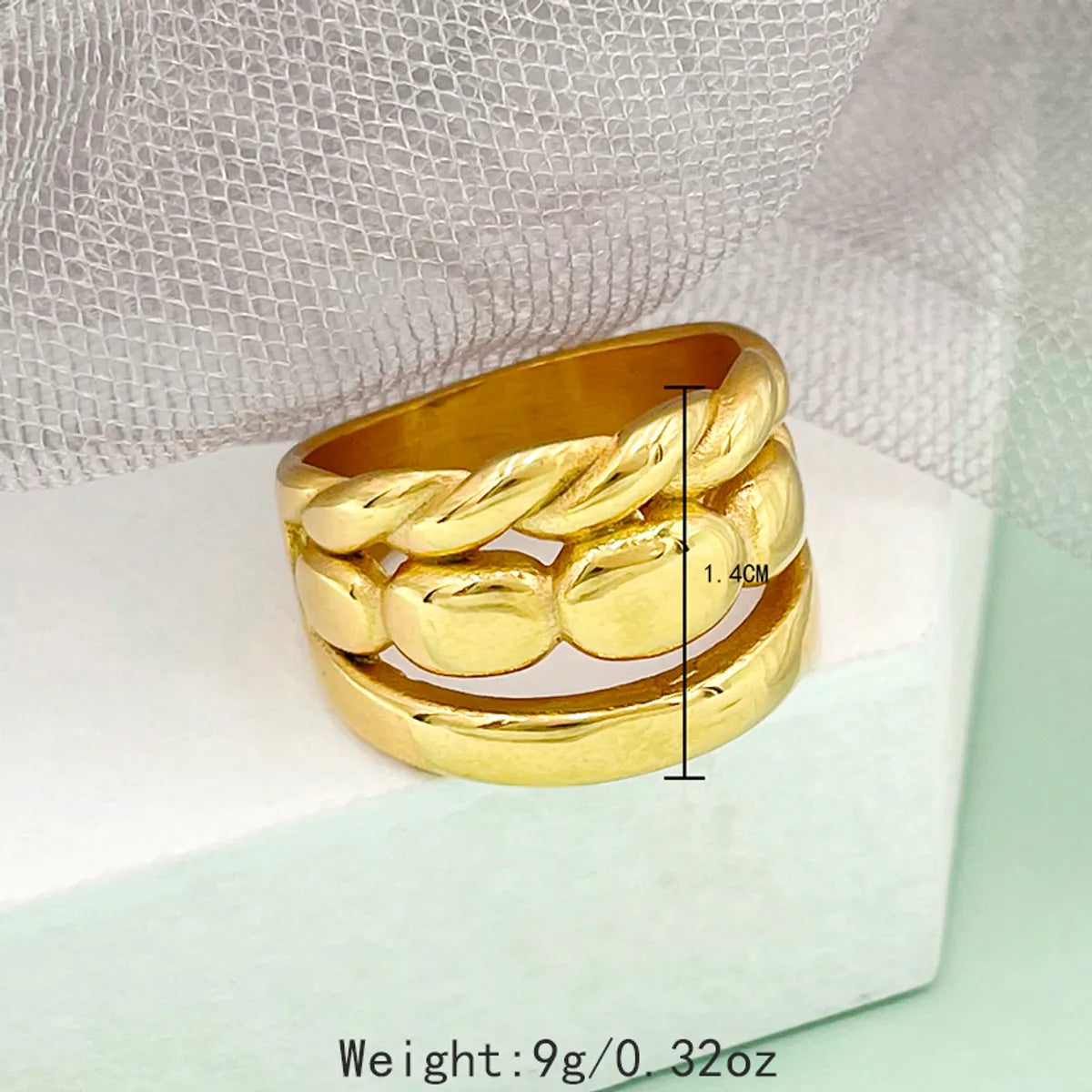 Wholesale Jewelry Casual Roman Style Irregular Lines 304 Stainless Steel 14K Gold Plated Layered Plating Rings