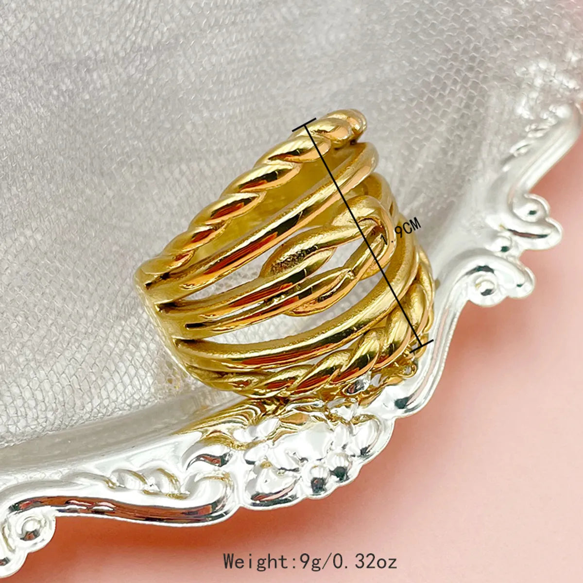 Wholesale Jewelry Casual Roman Style Irregular Lines 304 Stainless Steel 14K Gold Plated Layered Plating Rings