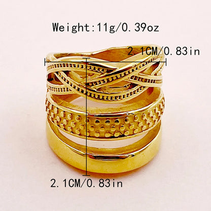 Wholesale Jewelry Casual Roman Style Irregular Lines 304 Stainless Steel 14K Gold Plated Layered Plating Rings