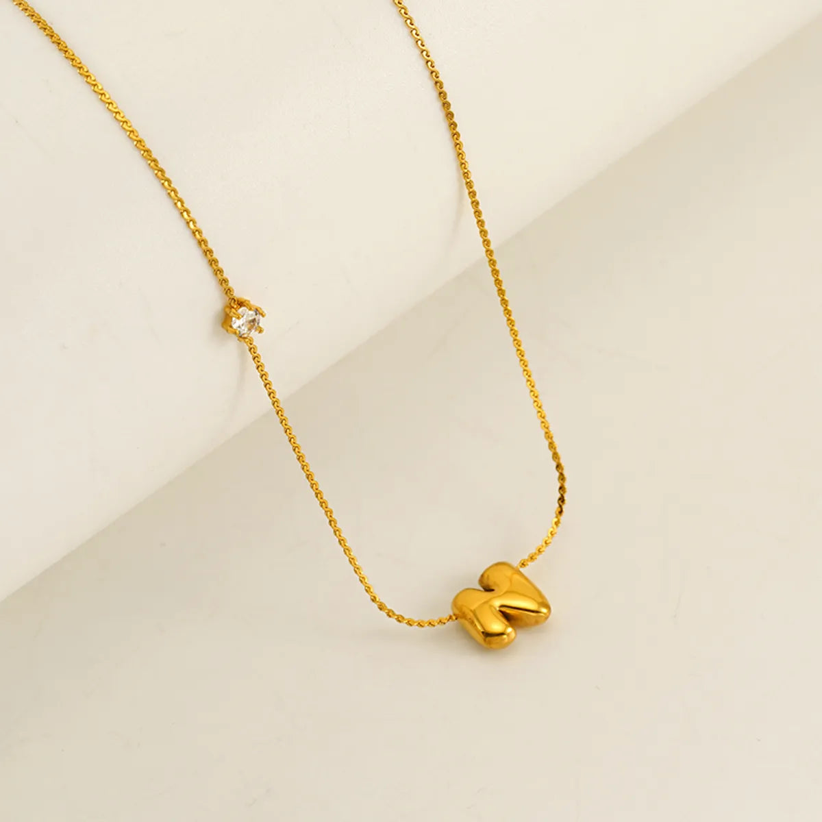 Wholesale Jewelry Casual Romantic Letter 304 Stainless Steel Zircon 18K Gold Plated Inlay Necklace