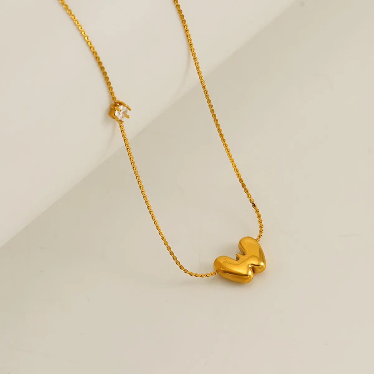 Wholesale Jewelry Casual Romantic Letter 304 Stainless Steel Zircon 18K Gold Plated Inlay Necklace