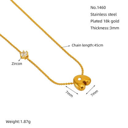 Wholesale Jewelry Casual Romantic Letter 304 Stainless Steel Zircon 18K Gold Plated Inlay Necklace