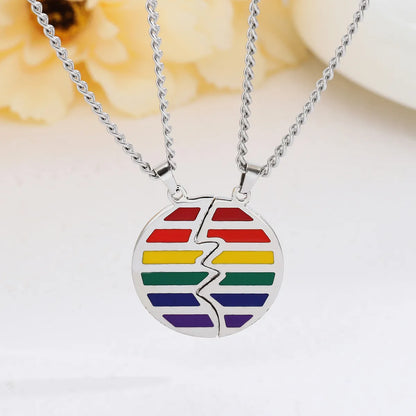 Wholesale Jewelry Casual Romantic Simple Style Round Heart Shape Rectangle 304 Stainless Steel Alloy Chain Pendant Necklace