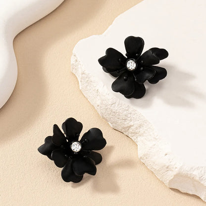 1 Pair Casual Romantic Sweet Flower Petal Floral Inlay Alloy Zircon Ear Studs