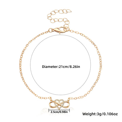 Wholesale Jewelry Casual Romantic Sweet Heart Shape Alloy Rhinestone Rhinestones 24K Gold Plated K Gold Plated Anklet