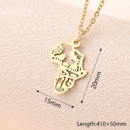 Wholesale Jewelry Casual Simple Style Animal Map Heart Shape 304 Stainless Steel Gold Plated Polishing Necklace