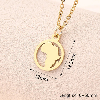 Wholesale Jewelry Casual Simple Style Animal Map Heart Shape 304 Stainless Steel Gold Plated Polishing Necklace