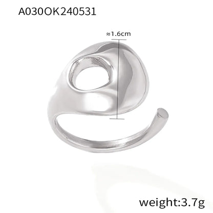 Wholesale Jewelry Casual Simple Style Circle Round Lines 304 Stainless Steel 18K Gold Plated Plating Hollow Out Open Rings