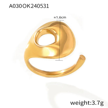 Wholesale Jewelry Casual Simple Style Circle Round Lines 304 Stainless Steel 18K Gold Plated Plating Hollow Out Open Rings