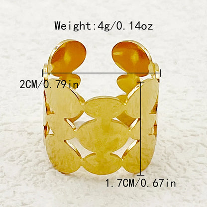 Wholesale Jewelry Casual Simple Style Commute Geometric Lines Flower 304 Stainless Steel 14K Gold Plated Hollow Out Open Rings