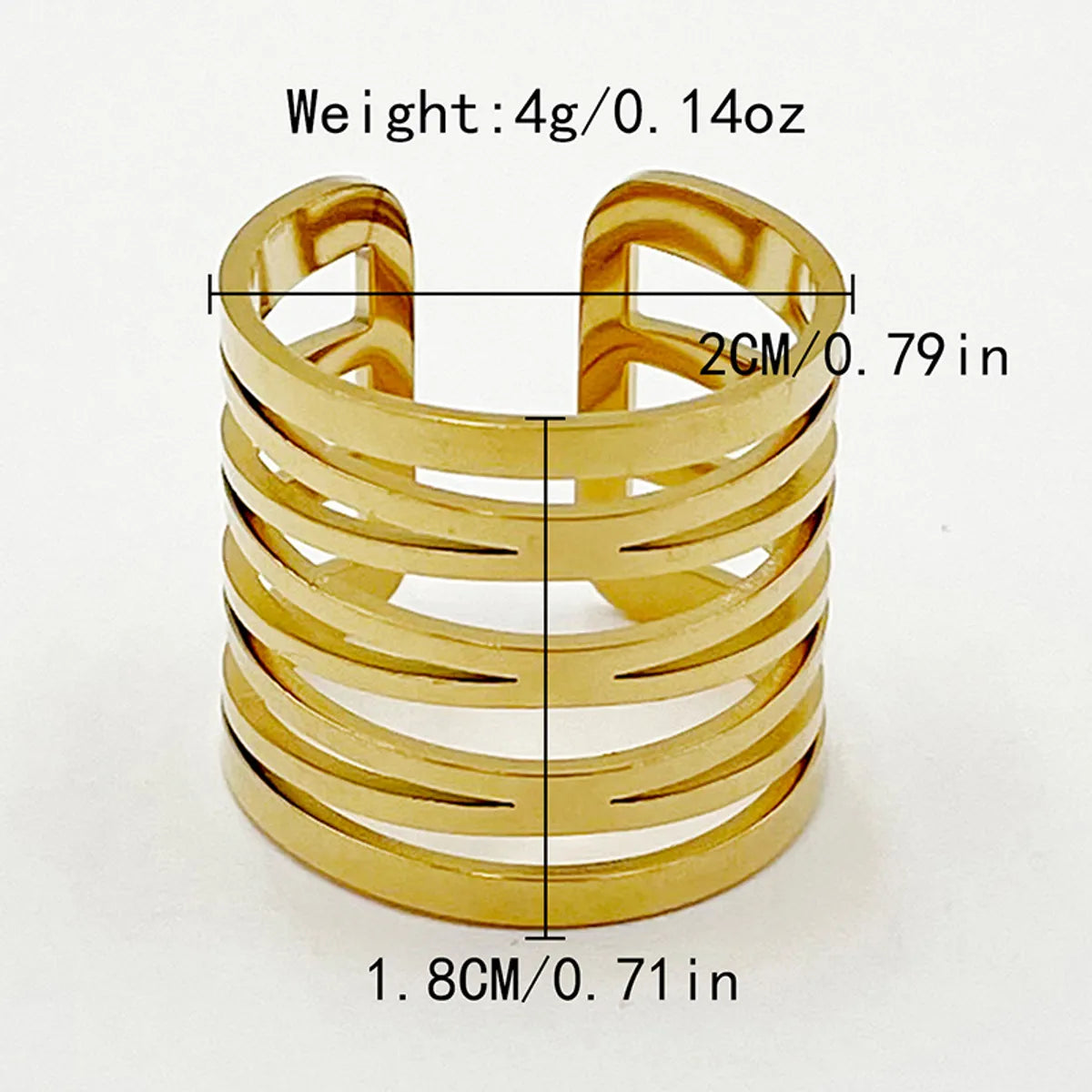 Wholesale Jewelry Casual Simple Style Commute Geometric Lines Flower 304 Stainless Steel 14K Gold Plated Hollow Out Open Rings