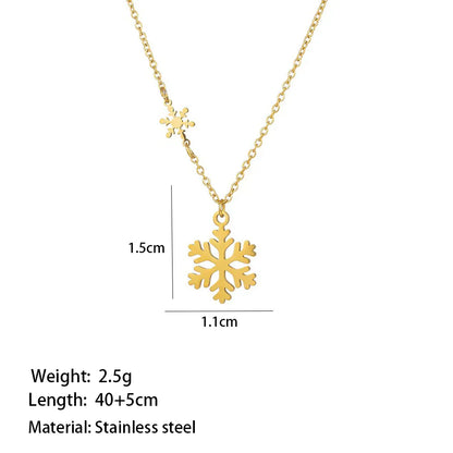 Wholesale Jewelry Casual Simple Style Commute Snowflake 304 Stainless Steel 18K Gold Plated Polishing Plating Pendant Necklace