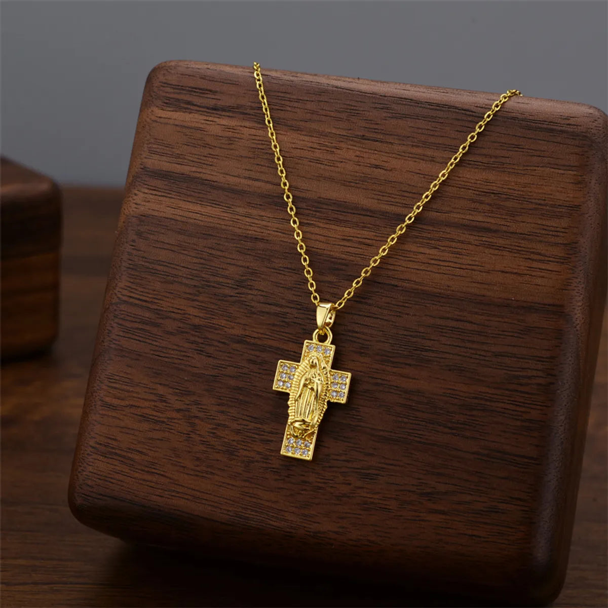 Wholesale Jewelry Casual Simple Style Cross Titanium Steel Zircon Inlay Pendant Necklace