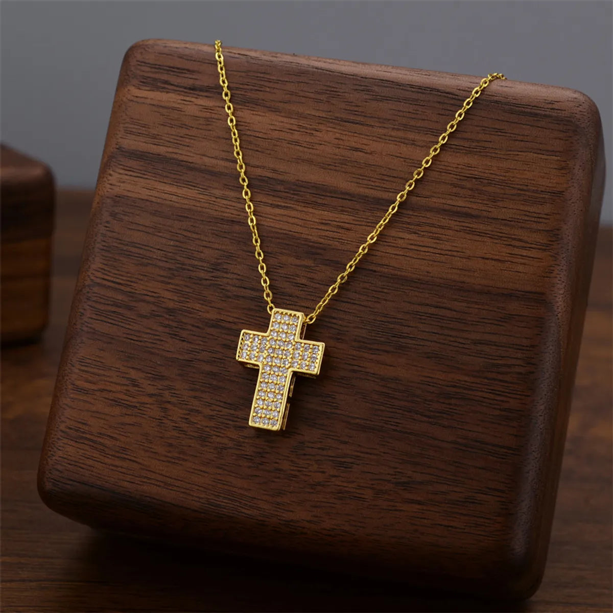 Wholesale Jewelry Casual Simple Style Cross Titanium Steel Zircon Inlay Pendant Necklace