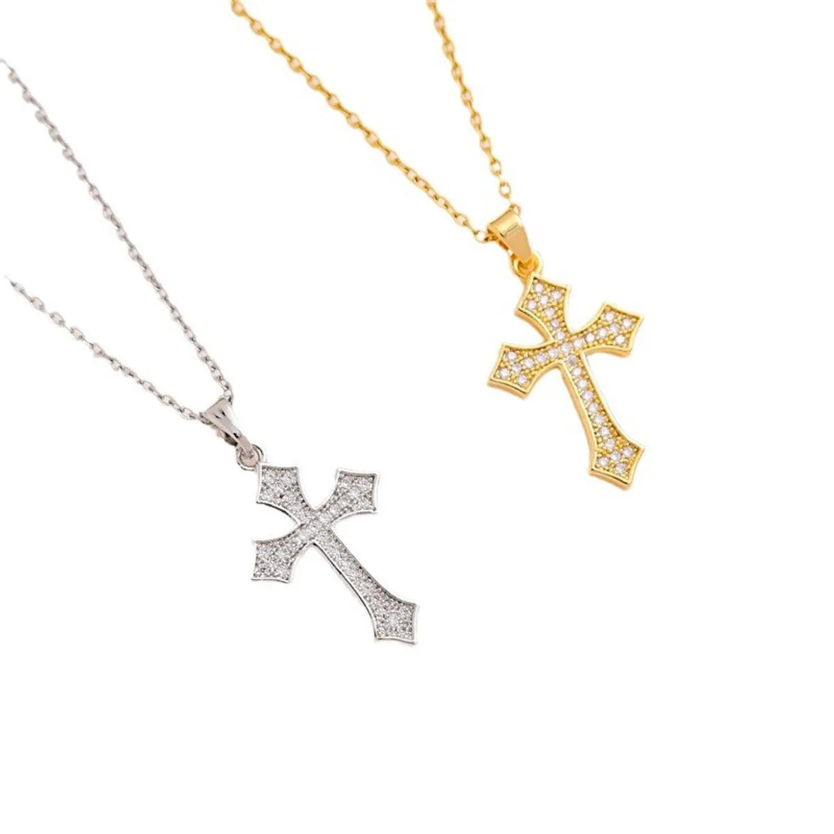 Wholesale Jewelry Casual Simple Style Cross Titanium Steel Zircon Inlay Pendant Necklace