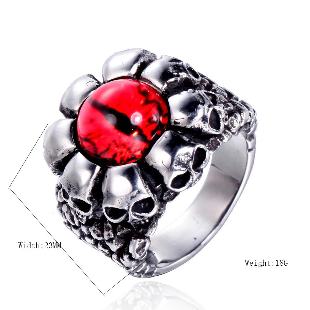 Wholesale Jewelry Casual Simple Style Eye Skull 316 Stainless Steel  Glass Stone 18K Gold Plated Inlay Rings