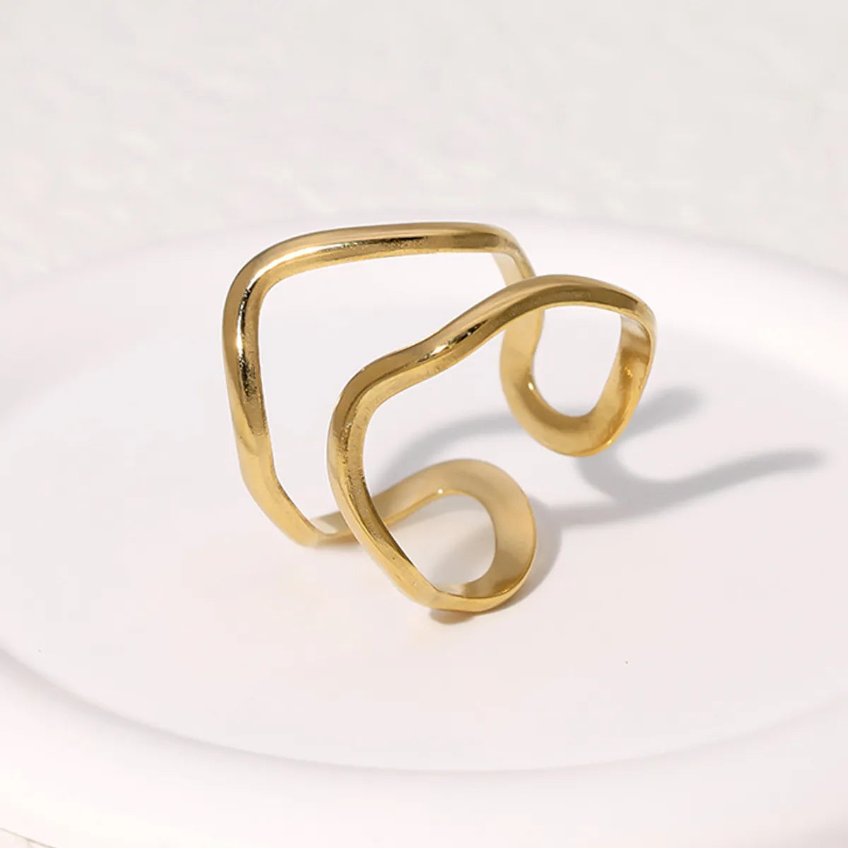 Wholesale Jewelry Casual Simple Style Geometric 304 Stainless Steel Hollow Out Inlay Open Rings