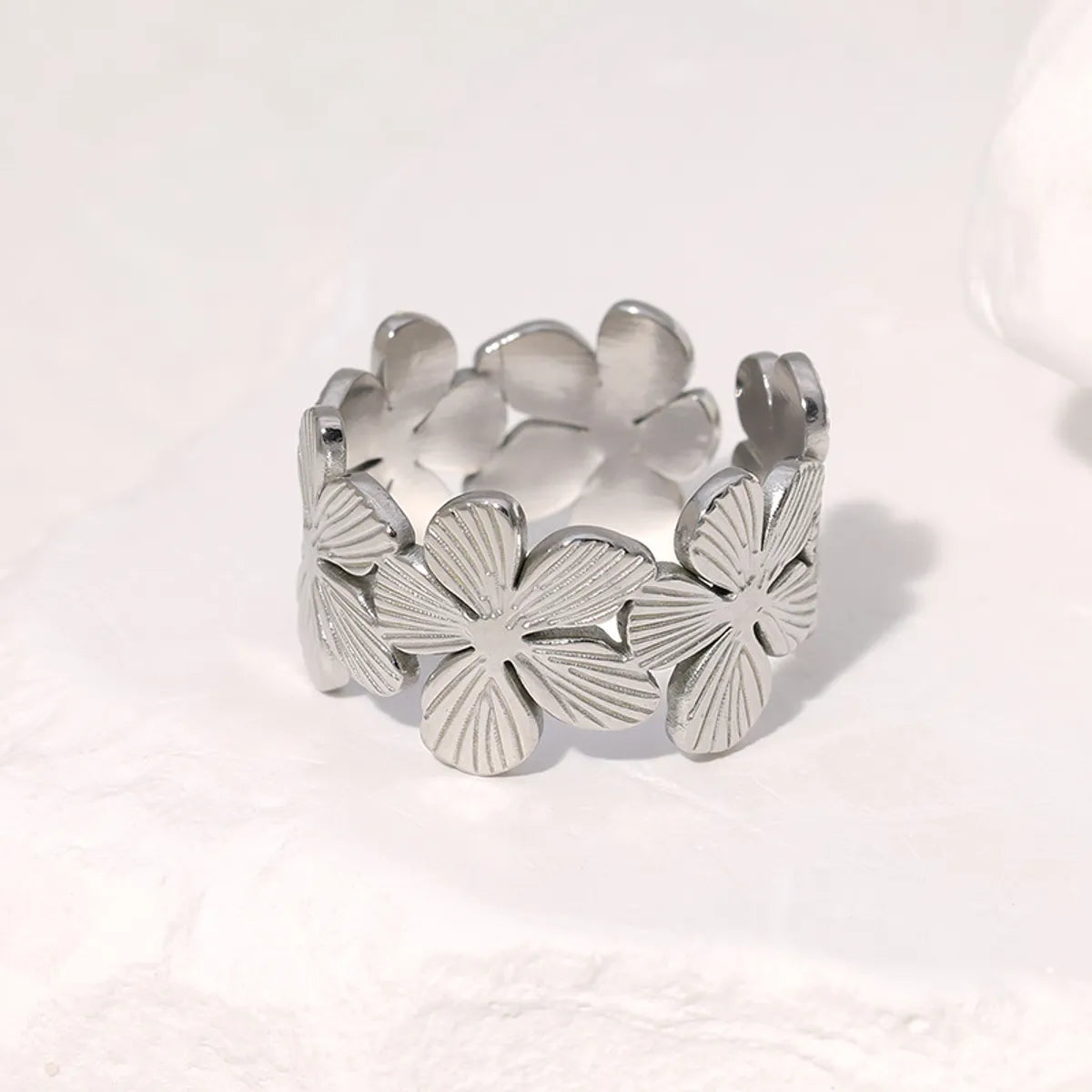 Wholesale Jewelry Casual Simple Style Geometric 304 Stainless Steel Hollow Out Inlay Open Rings