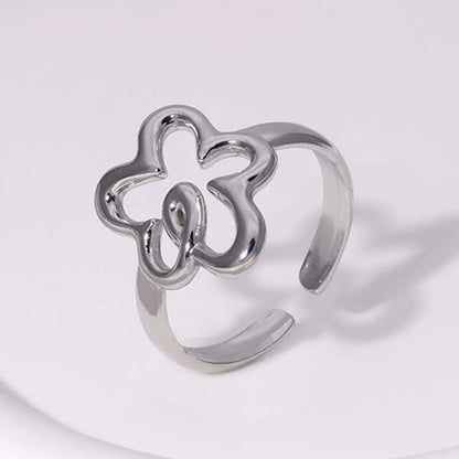 Wholesale Jewelry Casual Simple Style Geometric 304 Stainless Steel Hollow Out Inlay Open Rings