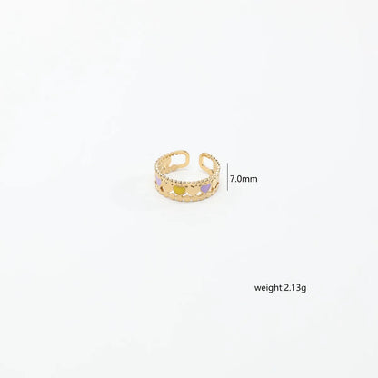 Wholesale Jewelry Casual Simple Style Heart Shape 304 Stainless Steel 18K Gold Plated Open Rings