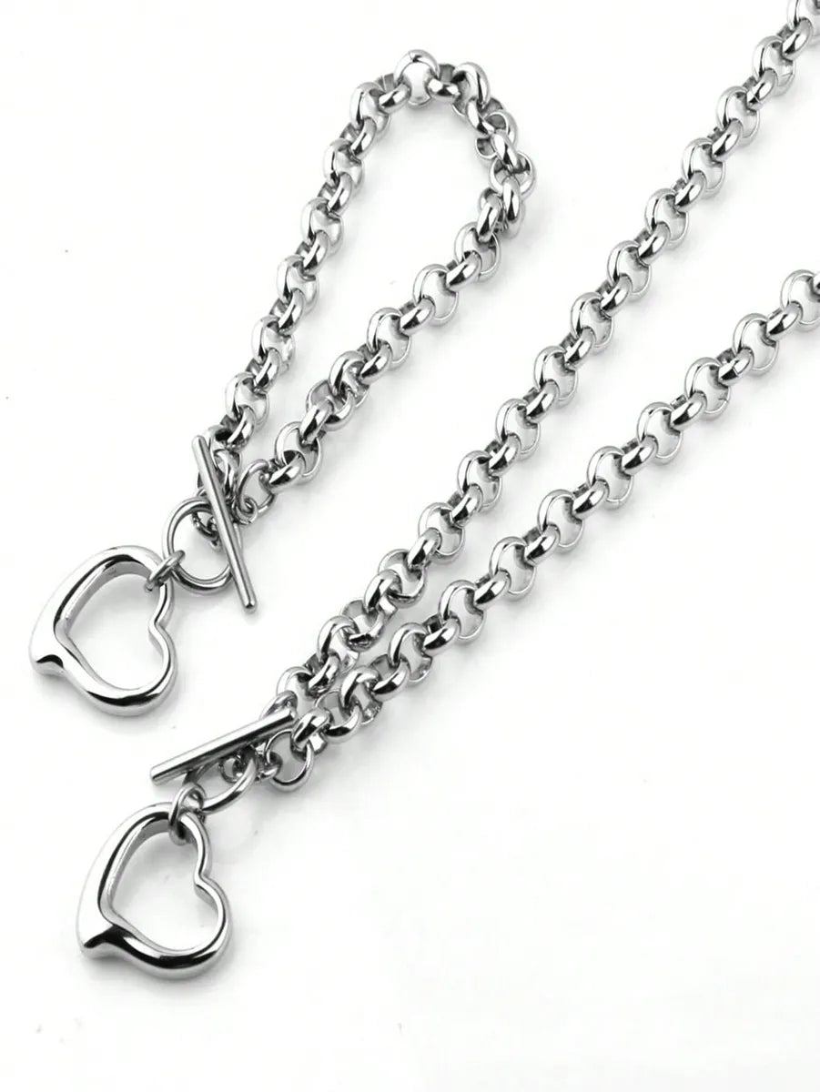 Wholesale Jewelry Casual Simple Style Heart Shape 304 Stainless Steel Jewelry Set