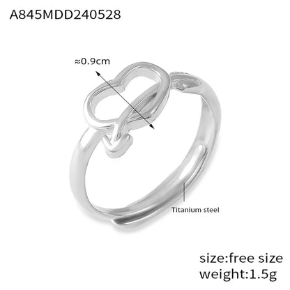 Wholesale Jewelry Casual Simple Style Heart Shape Lines Knot 304 Stainless Steel 18K Gold Plated Hollow Out Open Rings