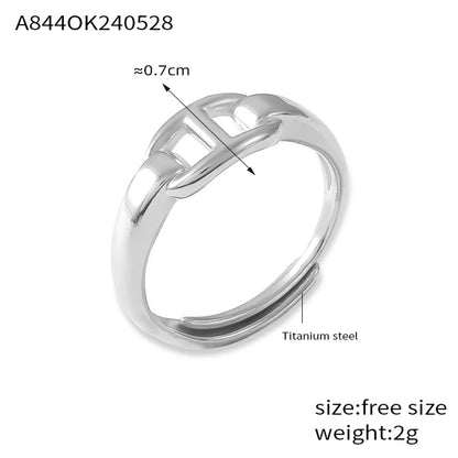 Wholesale Jewelry Casual Simple Style Heart Shape Lines Knot 304 Stainless Steel 18K Gold Plated Hollow Out Open Rings