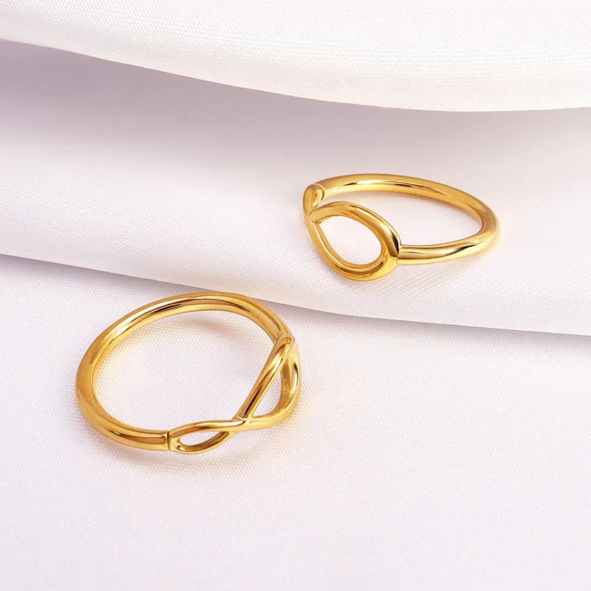 Wholesale Jewelry Casual Simple Style Infinity 304 Stainless Steel 18K Gold Plated Hollow Out Rings