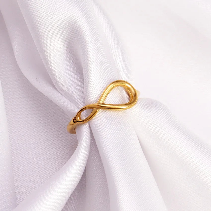 Wholesale Jewelry Casual Simple Style Infinity 304 Stainless Steel 18K Gold Plated Hollow Out Rings