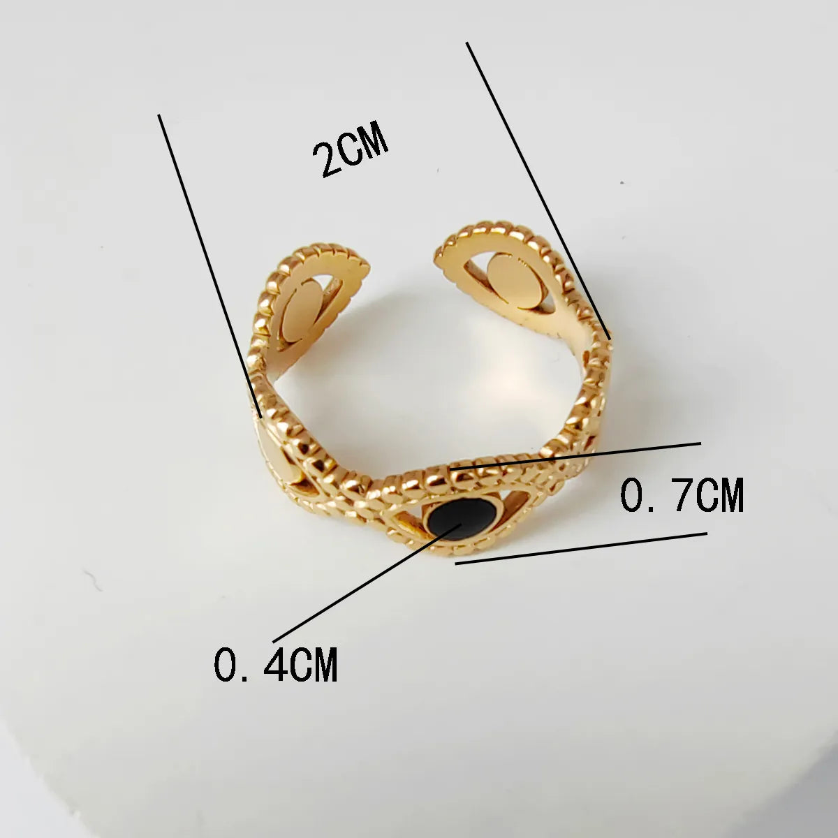 Wholesale Jewelry Casual Simple Style Leaves Eye 304 Stainless Steel 18K Gold Plated Enamel Hollow Out Open Rings