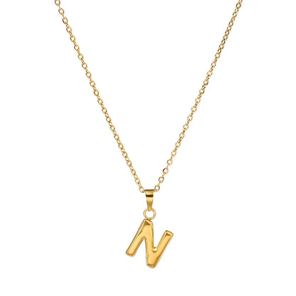 Wholesale Jewelry Casual Simple Style Letter 201 Stainless Steel 18K Gold Plated Pendant Necklace