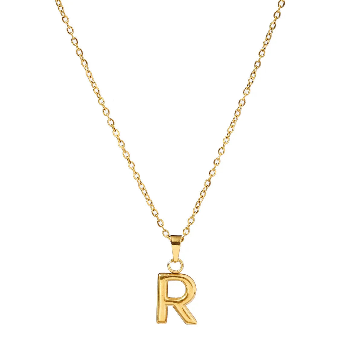 Wholesale Jewelry Casual Simple Style Letter 201 Stainless Steel 18K Gold Plated Pendant Necklace