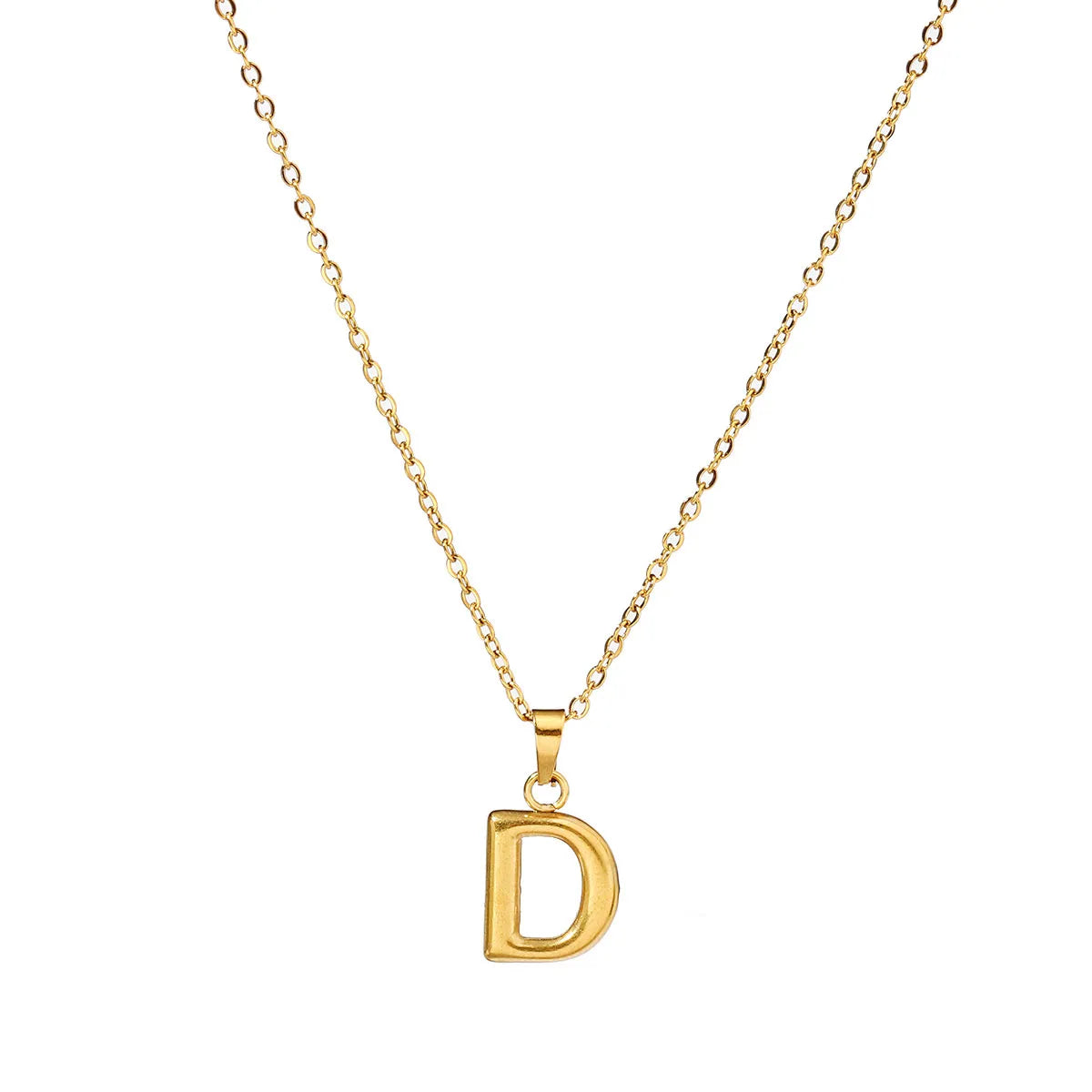 Wholesale Jewelry Casual Simple Style Letter 201 Stainless Steel 18K Gold Plated Pendant Necklace