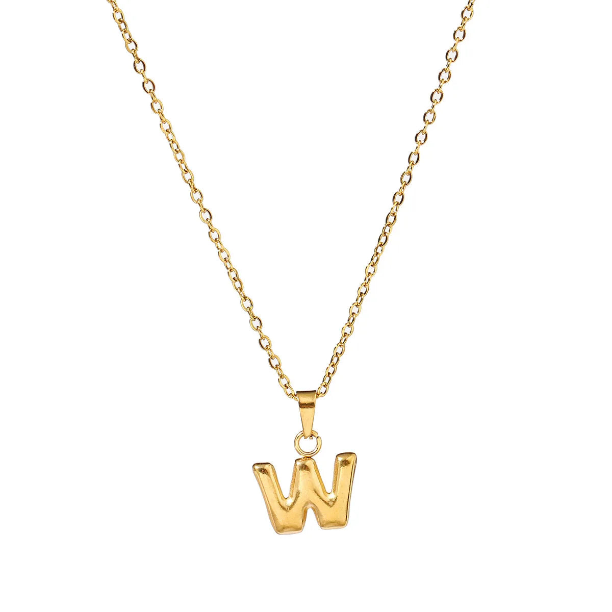 Wholesale Jewelry Casual Simple Style Letter 201 Stainless Steel 18K Gold Plated Pendant Necklace