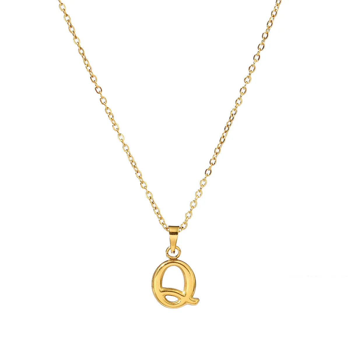 Wholesale Jewelry Casual Simple Style Letter 201 Stainless Steel 18K Gold Plated Pendant Necklace