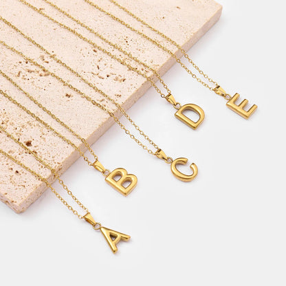 Wholesale Jewelry Casual Simple Style Letter 201 Stainless Steel 18K Gold Plated Pendant Necklace