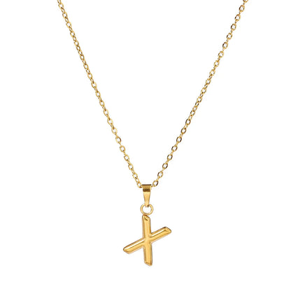 Wholesale Jewelry Casual Simple Style Letter 201 Stainless Steel 18K Gold Plated Pendant Necklace