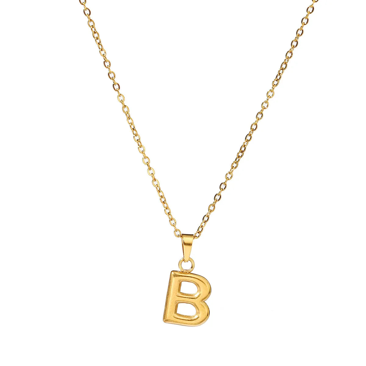 Wholesale Jewelry Casual Simple Style Letter 201 Stainless Steel 18K Gold Plated Pendant Necklace