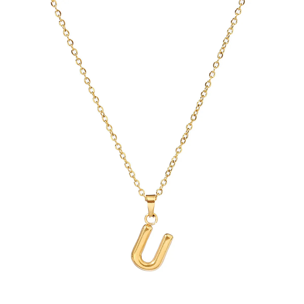 Wholesale Jewelry Casual Simple Style Letter 201 Stainless Steel 18K Gold Plated Pendant Necklace