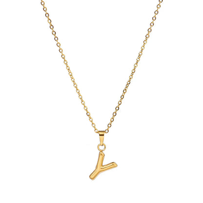 Wholesale Jewelry Casual Simple Style Letter 201 Stainless Steel 18K Gold Plated Pendant Necklace