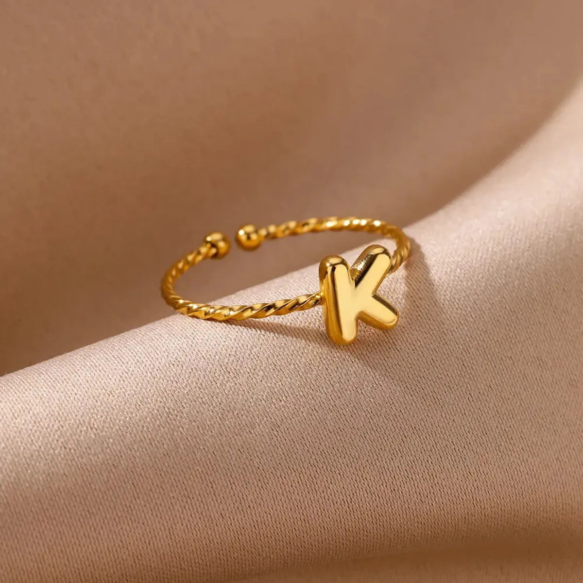 Wholesale Jewelry Casual Simple Style Letter 304 Stainless Steel 18K Gold Plated Open Rings