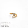 Wholesale Jewelry Casual Simple Style Letter 304 Stainless Steel Zircon 14K Gold Plated Inlay Open Rings