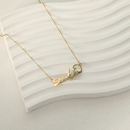 Wholesale Jewelry Casual Simple Style Letter Number 304 Stainless Steel 18K Gold Plated White Gold Plated Plating Pendant Necklace