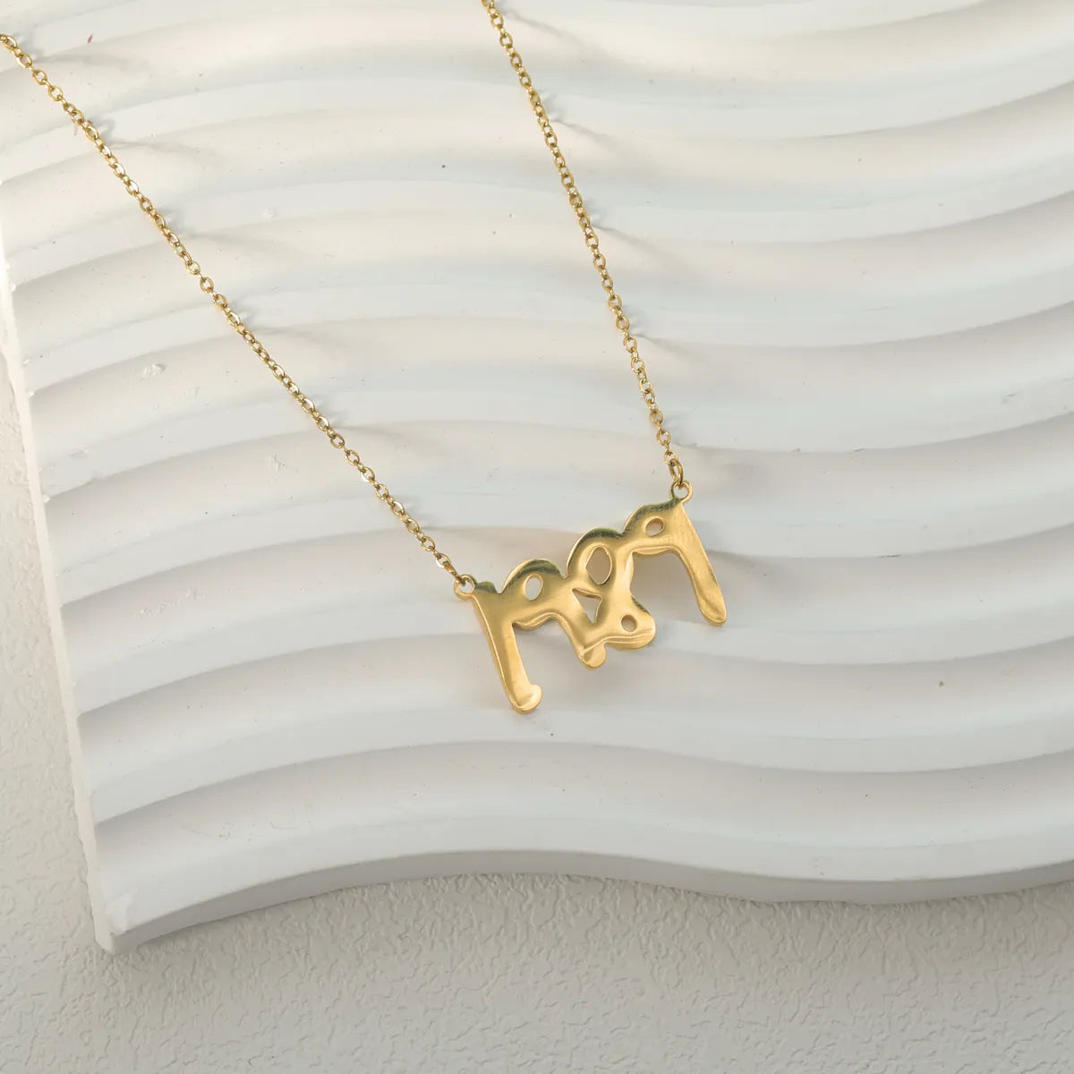 Wholesale Jewelry Casual Simple Style Letter Number 304 Stainless Steel 18K Gold Plated White Gold Plated Plating Pendant Necklace