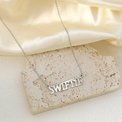 Wholesale Jewelry Casual Simple Style Letter Number 304 Stainless Steel 18K Gold Plated White Gold Plated Plating Pendant Necklace