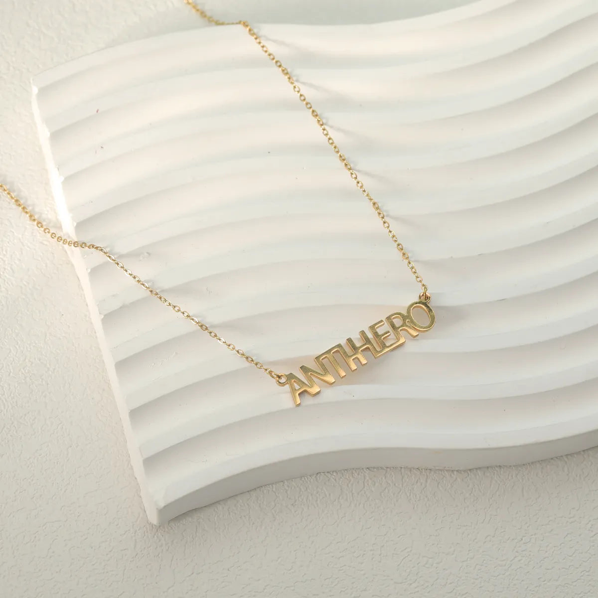 Wholesale Jewelry Casual Simple Style Letter Number 304 Stainless Steel 18K Gold Plated White Gold Plated Plating Pendant Necklace