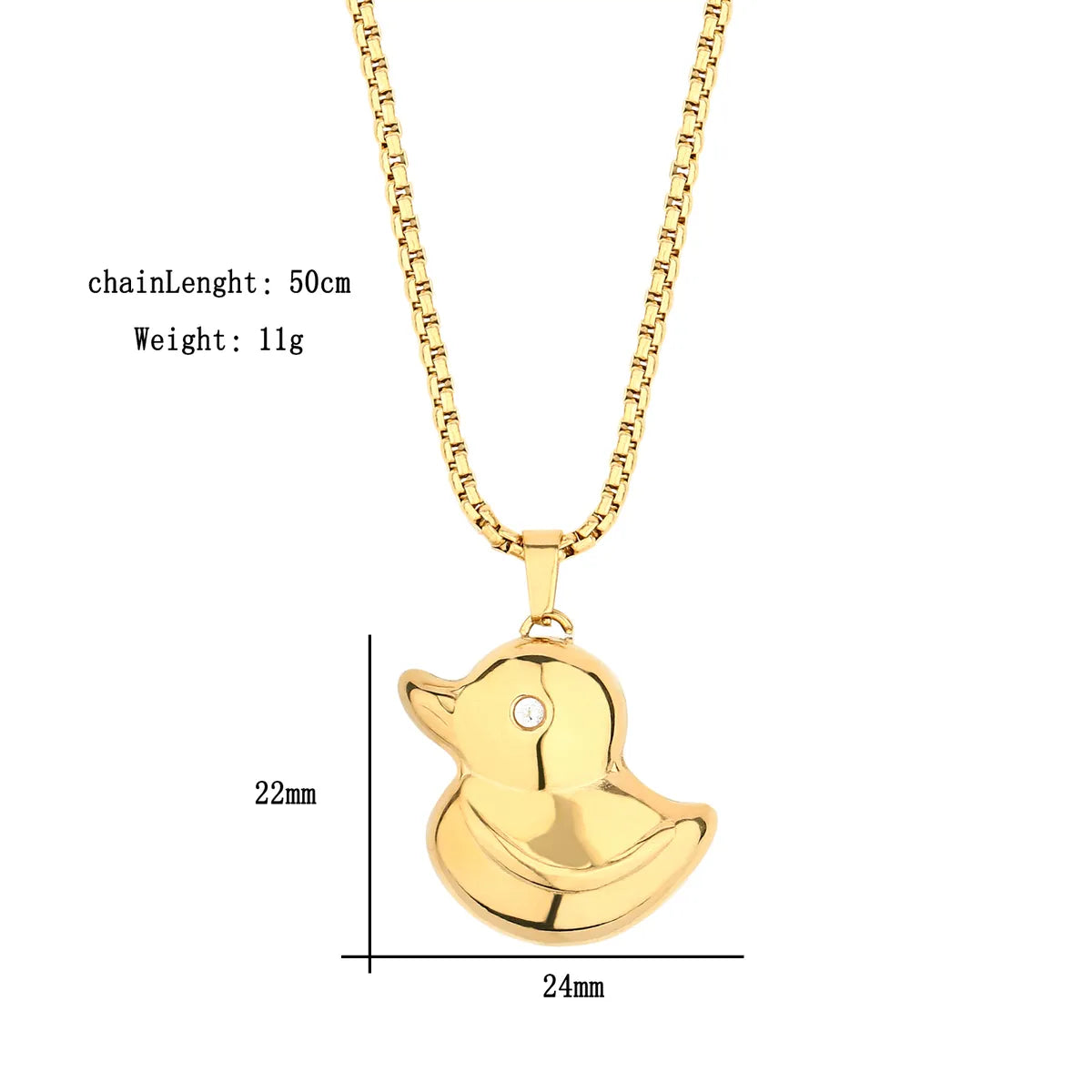 Wholesale Jewelry Casual Simple Style Little Bear Duck 304 Stainless Steel Zircon Gold Plated Pendant Necklace