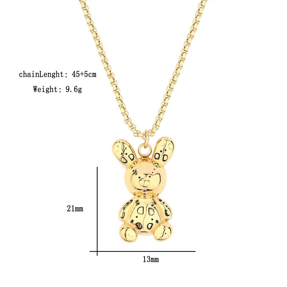 Wholesale Jewelry Casual Simple Style Little Bear Duck 304 Stainless Steel Zircon Gold Plated Pendant Necklace