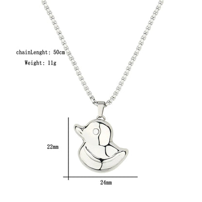 Wholesale Jewelry Casual Simple Style Little Bear Duck 304 Stainless Steel Zircon Gold Plated Pendant Necklace