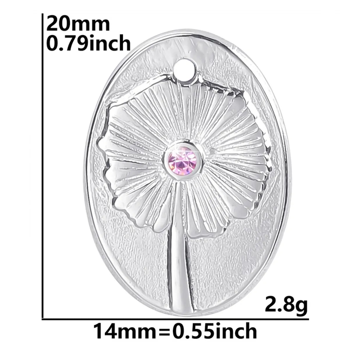 Wholesale Jewelry Casual Simple Style Oval Dandelion 304 Stainless Steel Rhinestones Plating Inlay Charms Pendant Necklace